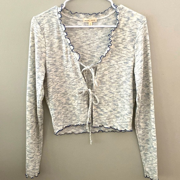 Womens Moa Moa Grey Cropped Tie Sweater Cardigan Sz.S - Picture 1 of 8